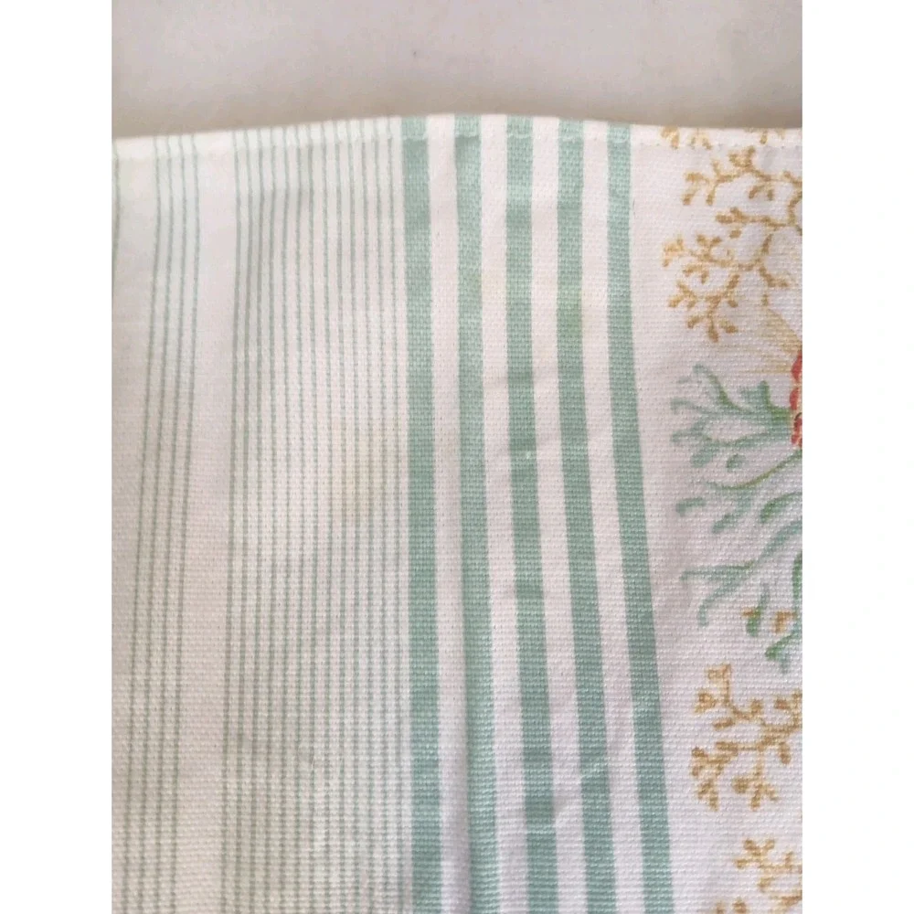 4 Fabric Table Placemats Seashells Coral Green Stripes Beach 12 x 17 Inches READ